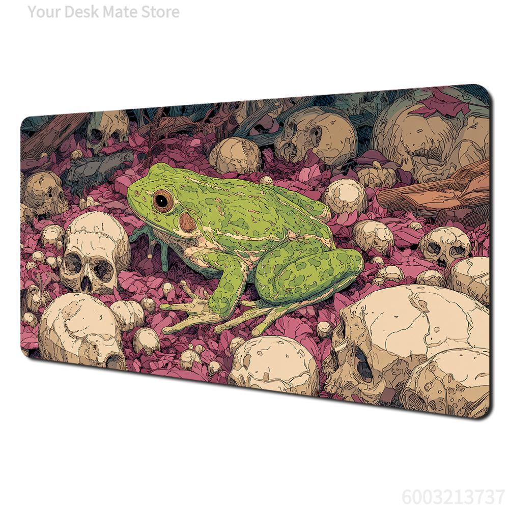 Desk Setup Pink - Dark Fantasy Frog Skulls Pink Leaves