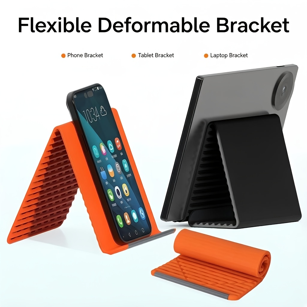 Desk Setup Stand - Portable Foldable Silicone Phone Stand Flexible