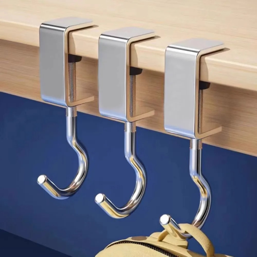 Desk Setup Desk - 1/2pcs 360° Rotatable Steel Table Hooks