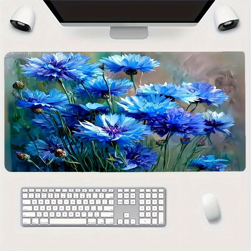 Desk Setup Nature - Brand Blue Cornflower Mouse Pad Large