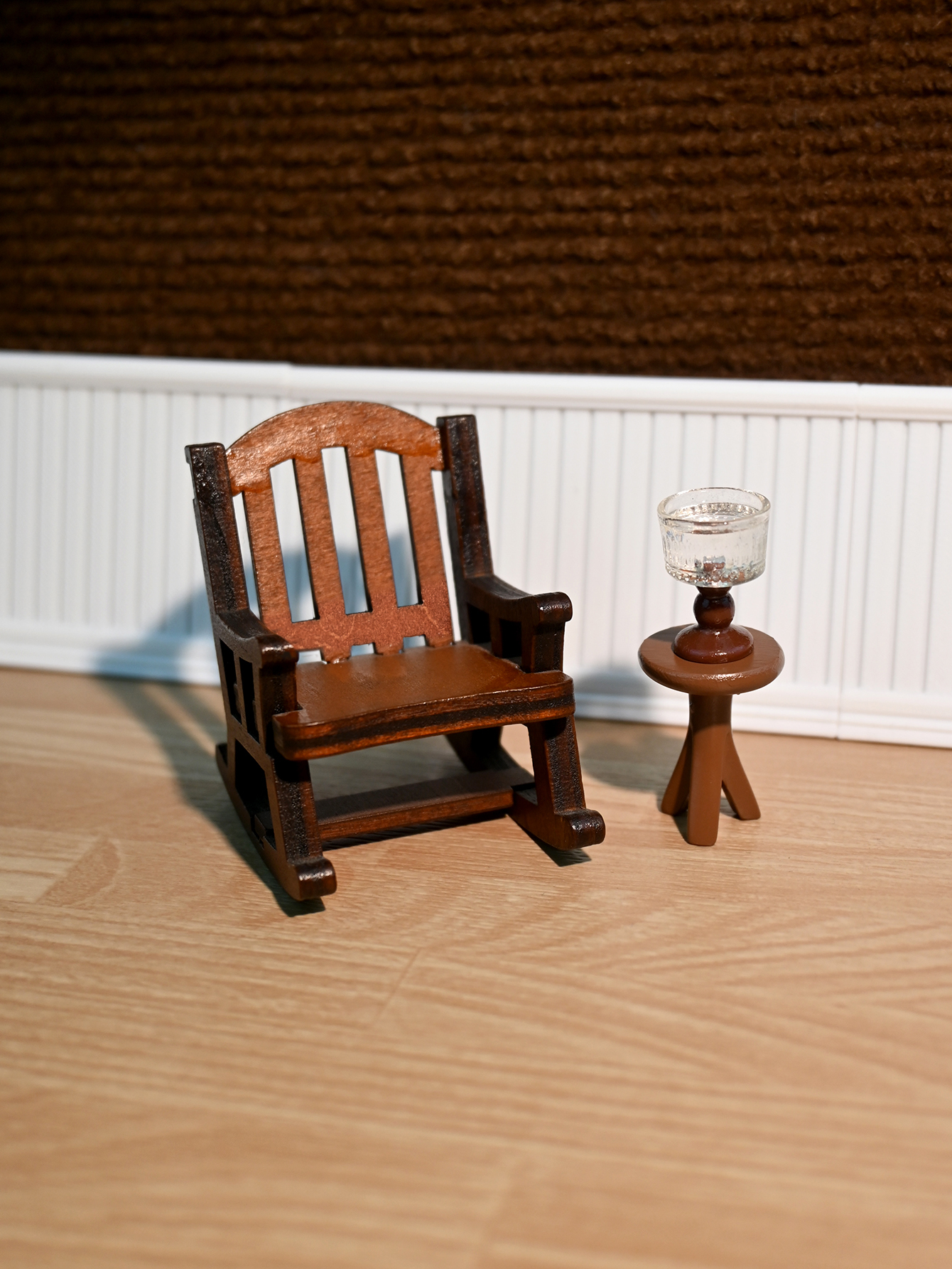 Desk Setup Desk - Miniature Rocking Chair, Miniature Desk Lamp,