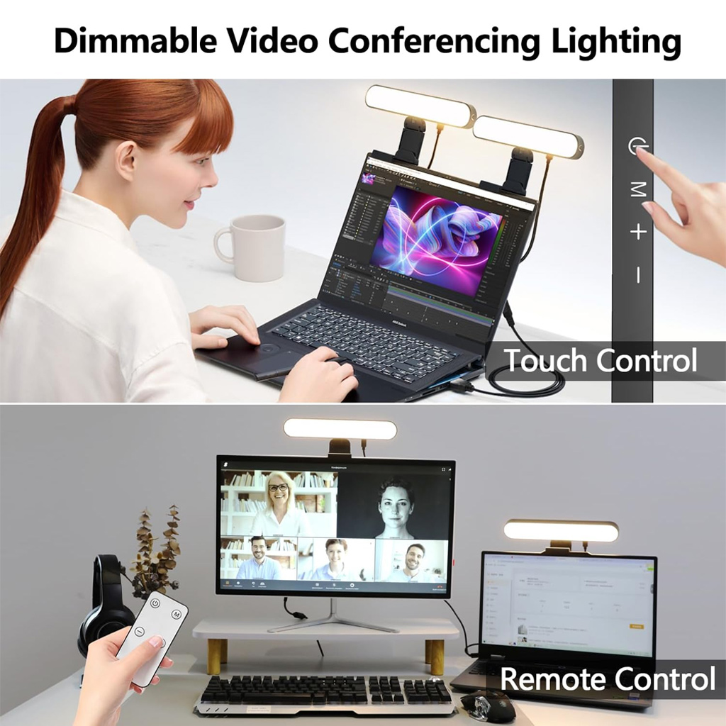 Touch Dimmable LED Screen Lamp - Desk Setup For 2 Laptops avaliação e preço
