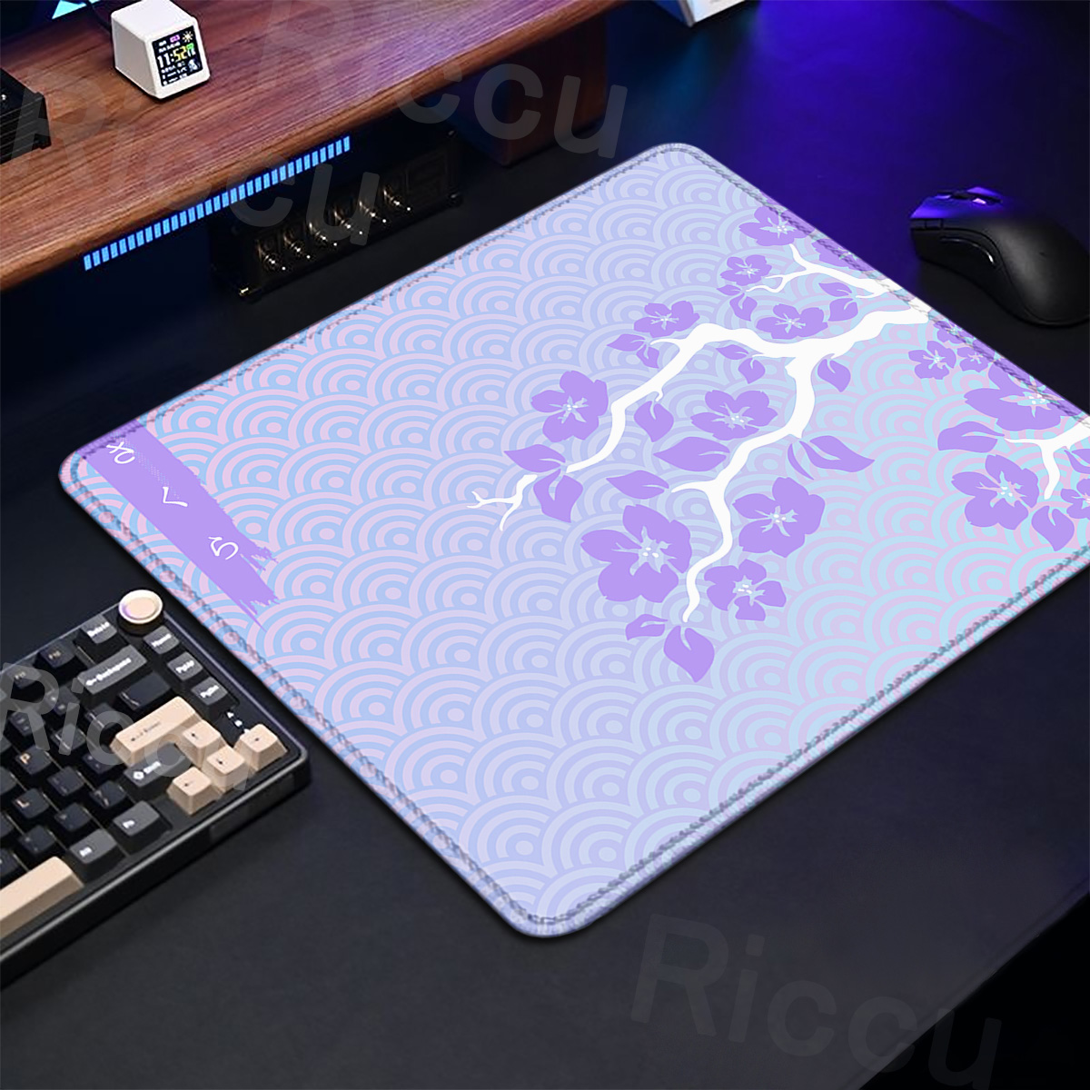 Purple Sakura Table Pad Gaming - Desk Setup Pink avaliação e preço