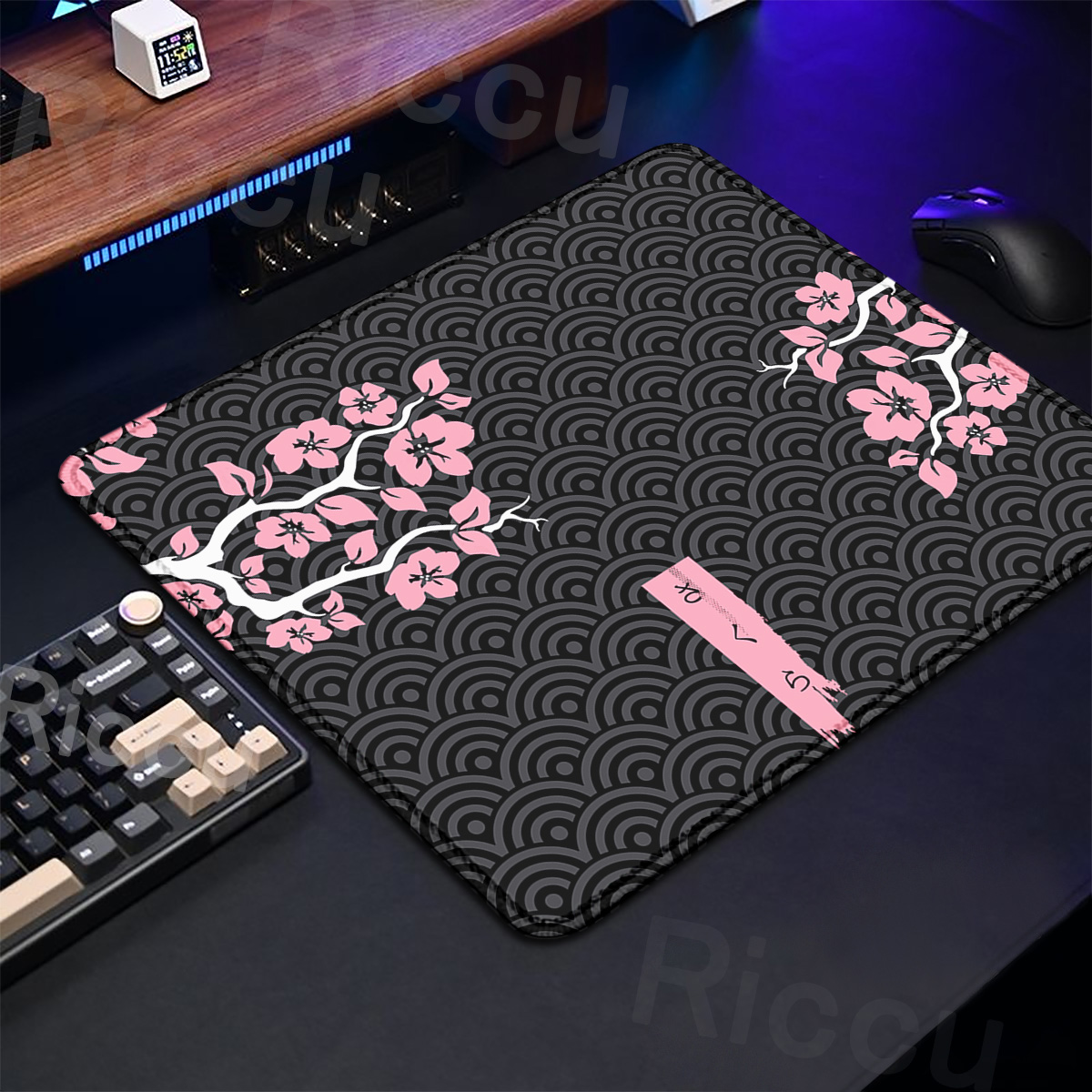 Purple Sakura Table Pad Gaming - Desk Setup Pink avaliação e preço