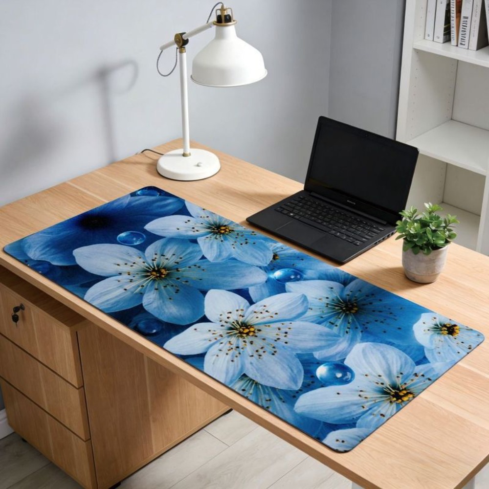 Aesthetic table mat with exqui - Desk Setup Blue avaliação e preço