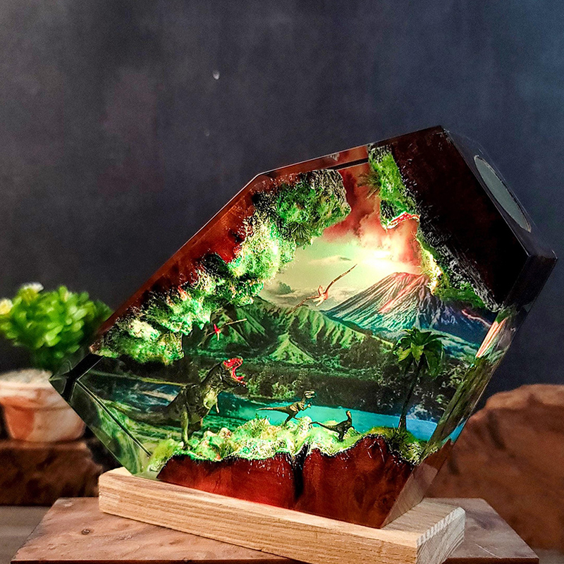 Table Resin Lamp Dinosaur Figu - Desk Setup Desk avaliação e preço