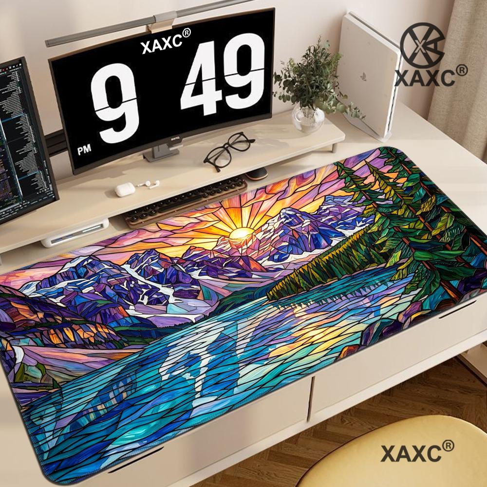 Stained Glass Mountain Desk Ma - Desk Setup Nature avaliação e preço