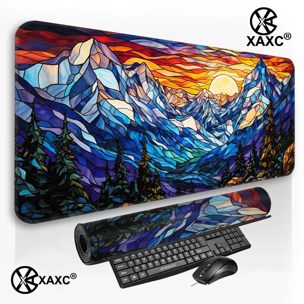 Stained Glass Mountain Desk Ma - Desk Setup Nature avaliação e preço