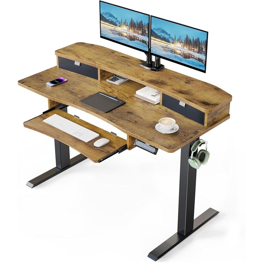 Vintage 48 x 26 Electric Desk  - Desk Setup With Keyboard Tray avaliação e preço