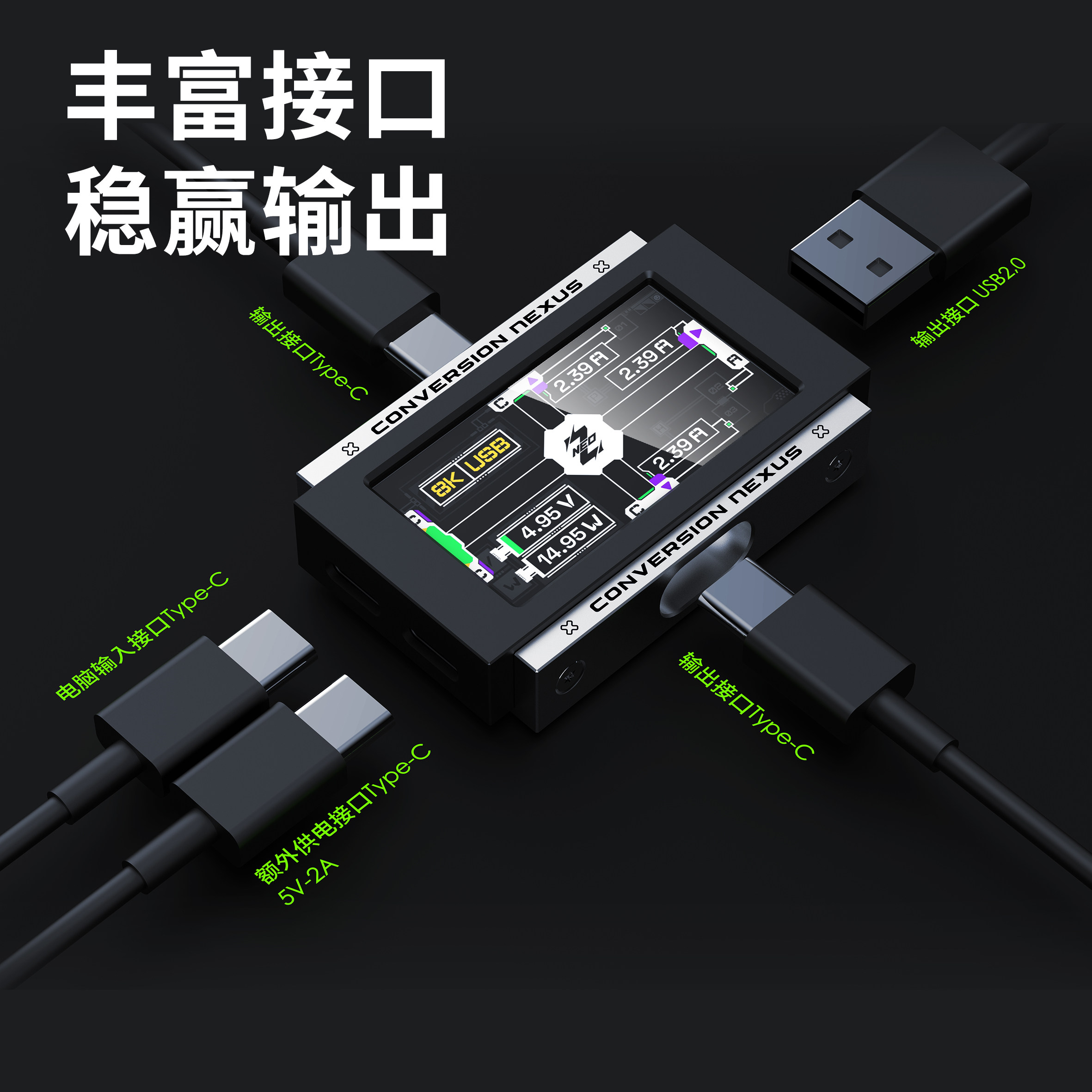 2-in-3-out Gaming USB Hub Inde - Desk Setup For 2 Laptops avaliação e preço