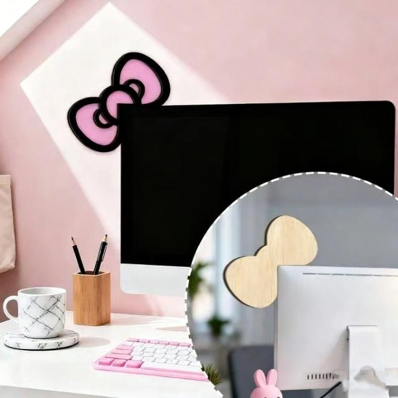 New 1/2Pcs Wooden Bowknot PC A - Desk Setup Wood avaliação e preço