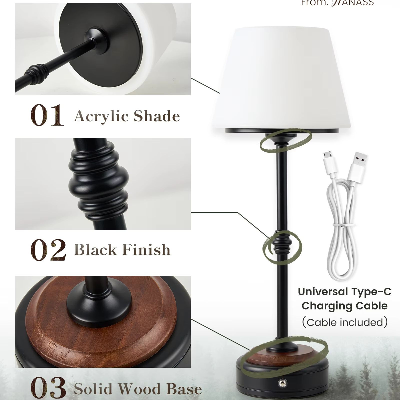 Cordless Table Lamps Set of  5 - Desk Setup Desk avaliação e preço