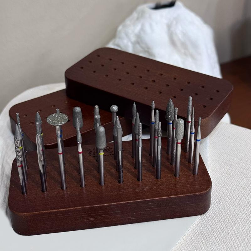 30 Slots Polishing Head Storag - Desk Setup Wood avaliação e preço