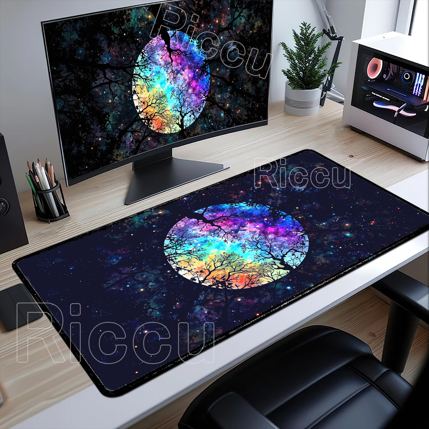 Large Art Moon Landscape Mouse - Desk Setup Nature avaliação e preço