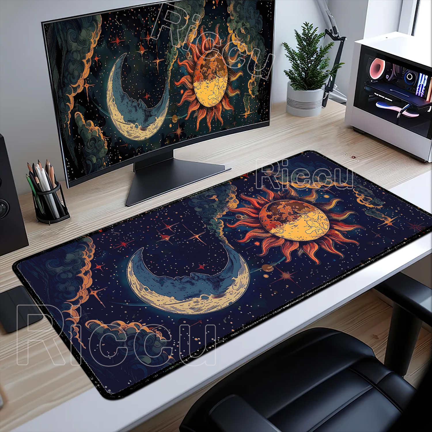Large Art Moon Landscape Mouse - Desk Setup Nature avaliação e preço