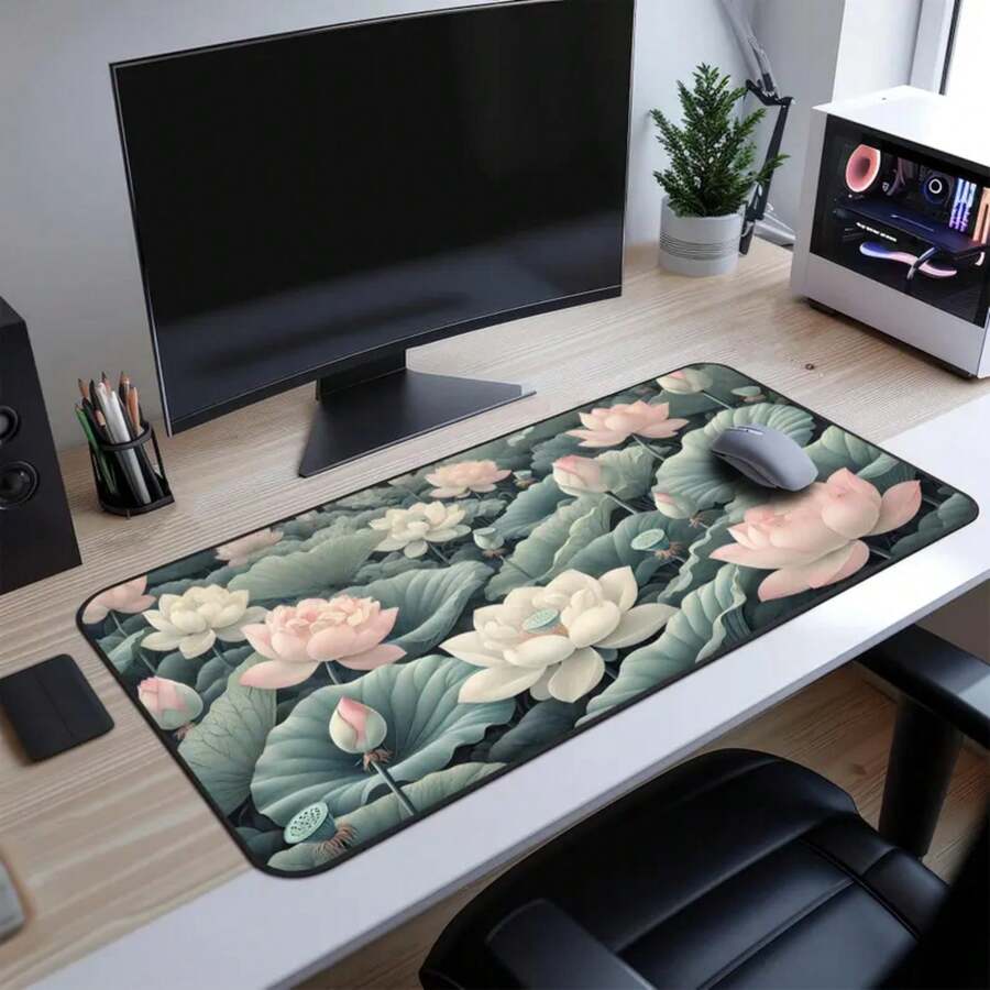 Large Lotus Flower Desk Mat No - Desk Setup Nature avaliação e preço