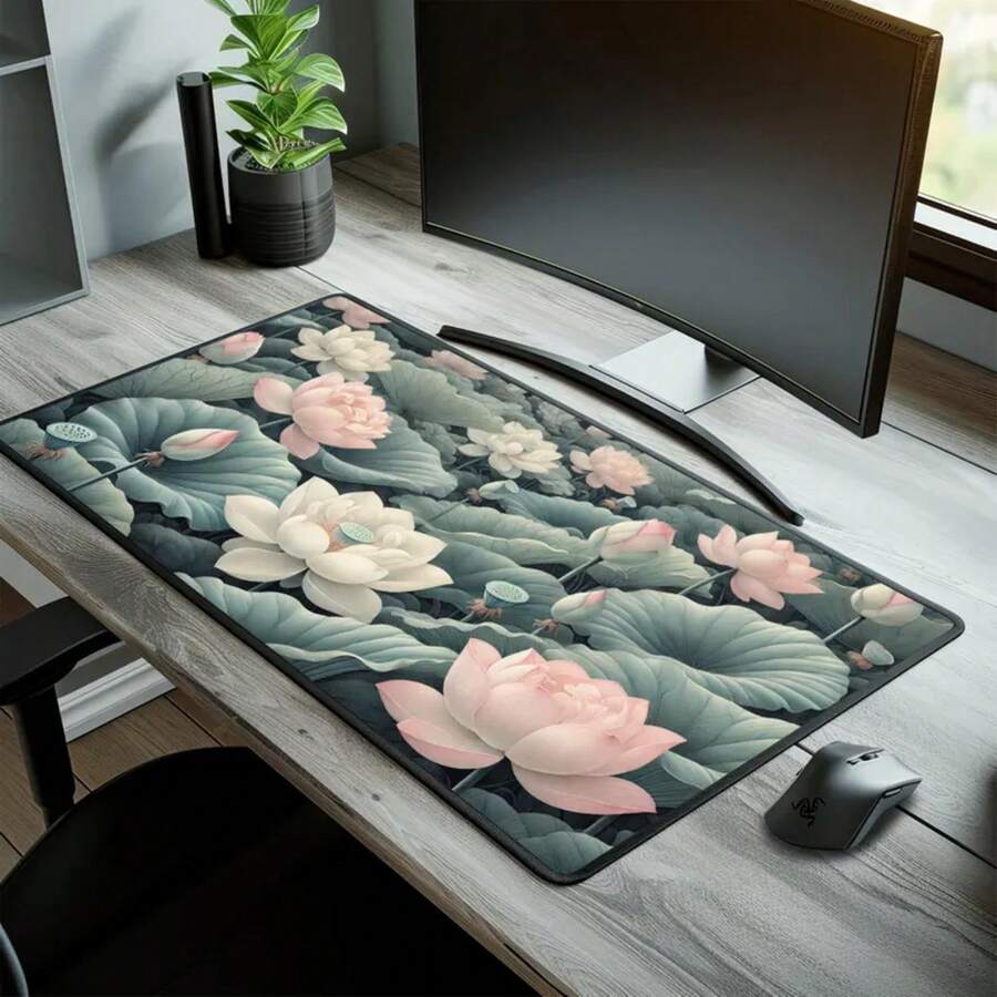 Large Lotus Flower Desk Mat No - Desk Setup Nature avaliação e preço