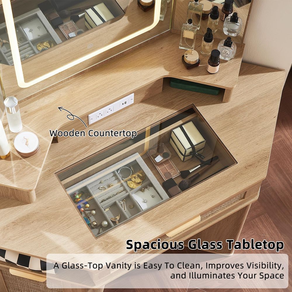 Corner Vanity Desk Set with 3  - Desk Setup Nature avaliação e preço