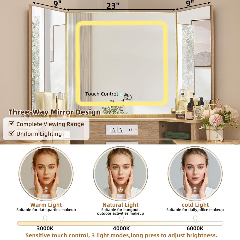 Corner Vanity Desk Set with 3  - Desk Setup Nature avaliação e preço