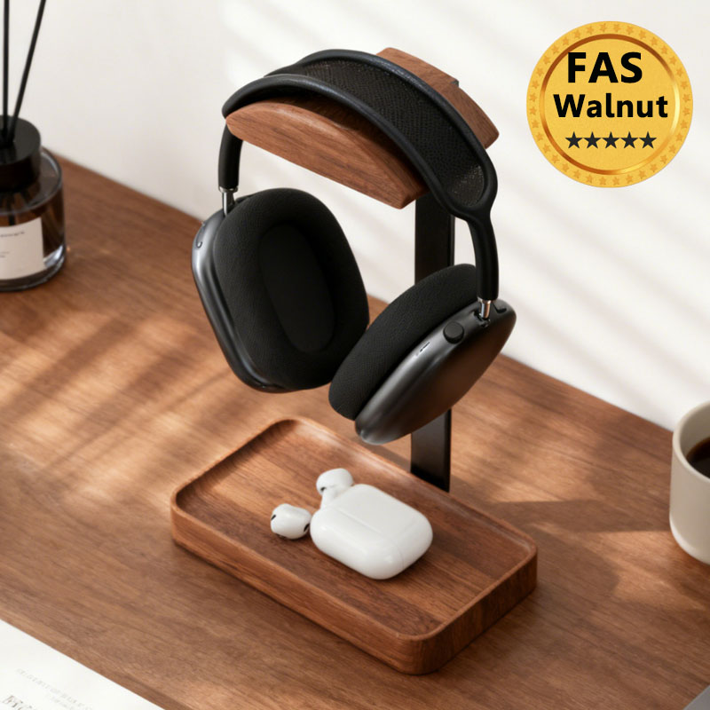 Solid Wood Headphones Stand Bl - Desk Setup Wood avaliação e preço