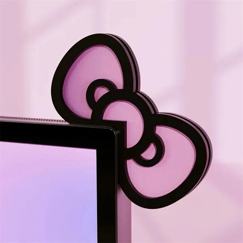 Kawaii Pink Acrylic Bow Monito - Desk Setup Pink avaliação e preço
