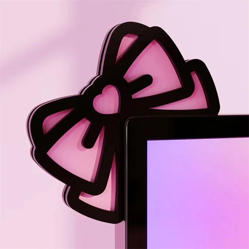 Kawaii Pink Acrylic Bow Monito - Desk Setup Pink avaliação e preço
