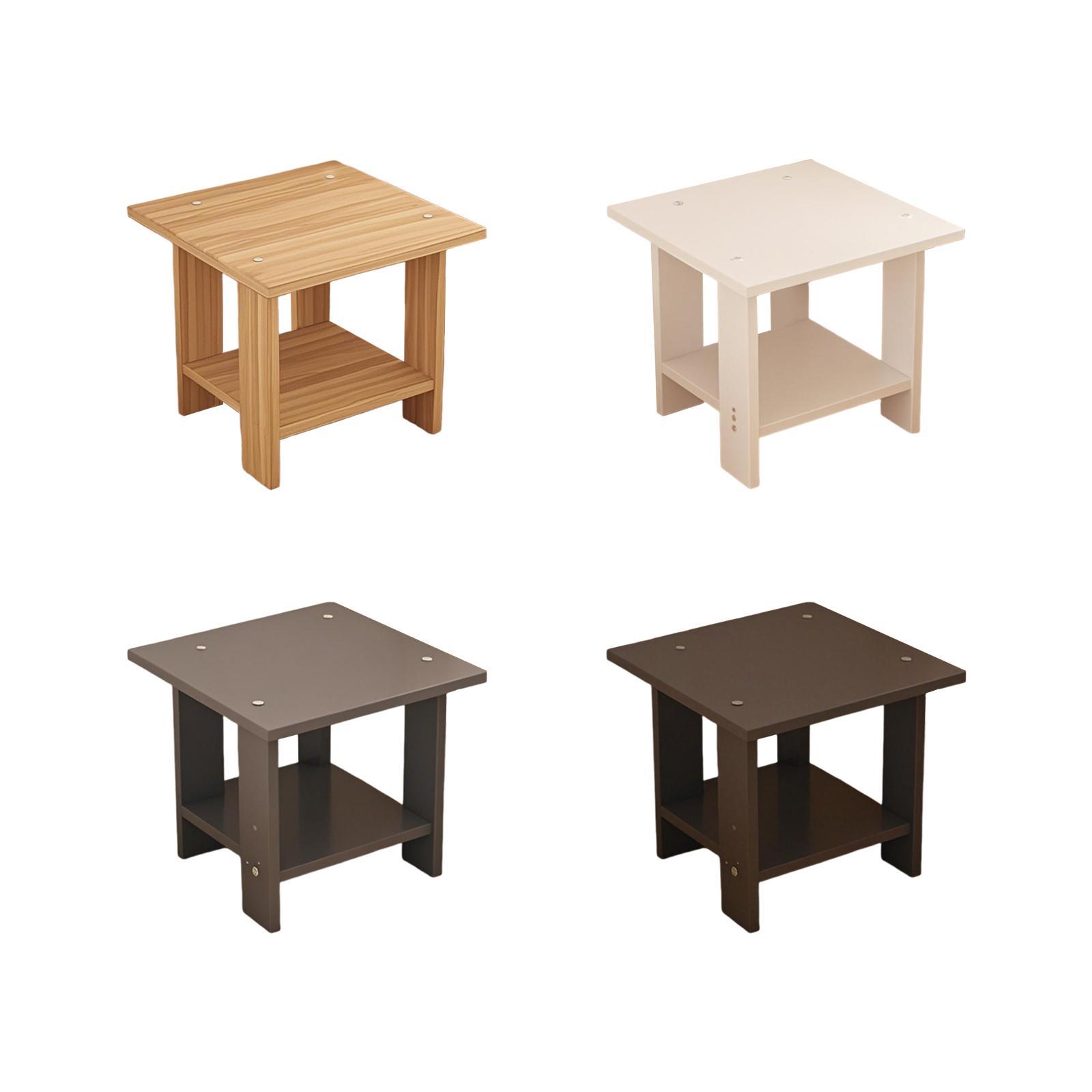 Wooden Double Layers Side Tabl - Desk Setup Wood avaliação e preço