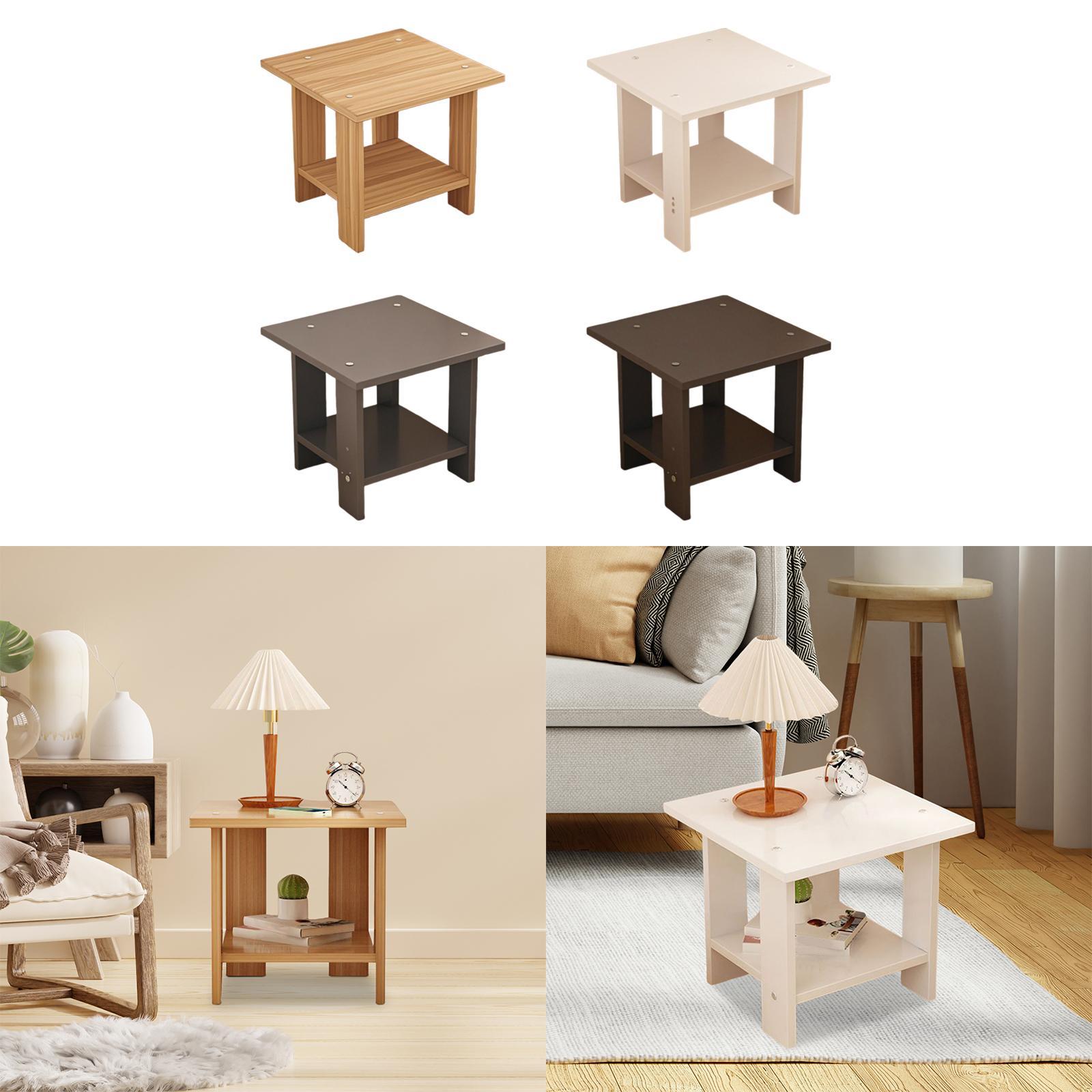 Wooden Double Layers Side Tabl - Desk Setup Wood avaliação e preço