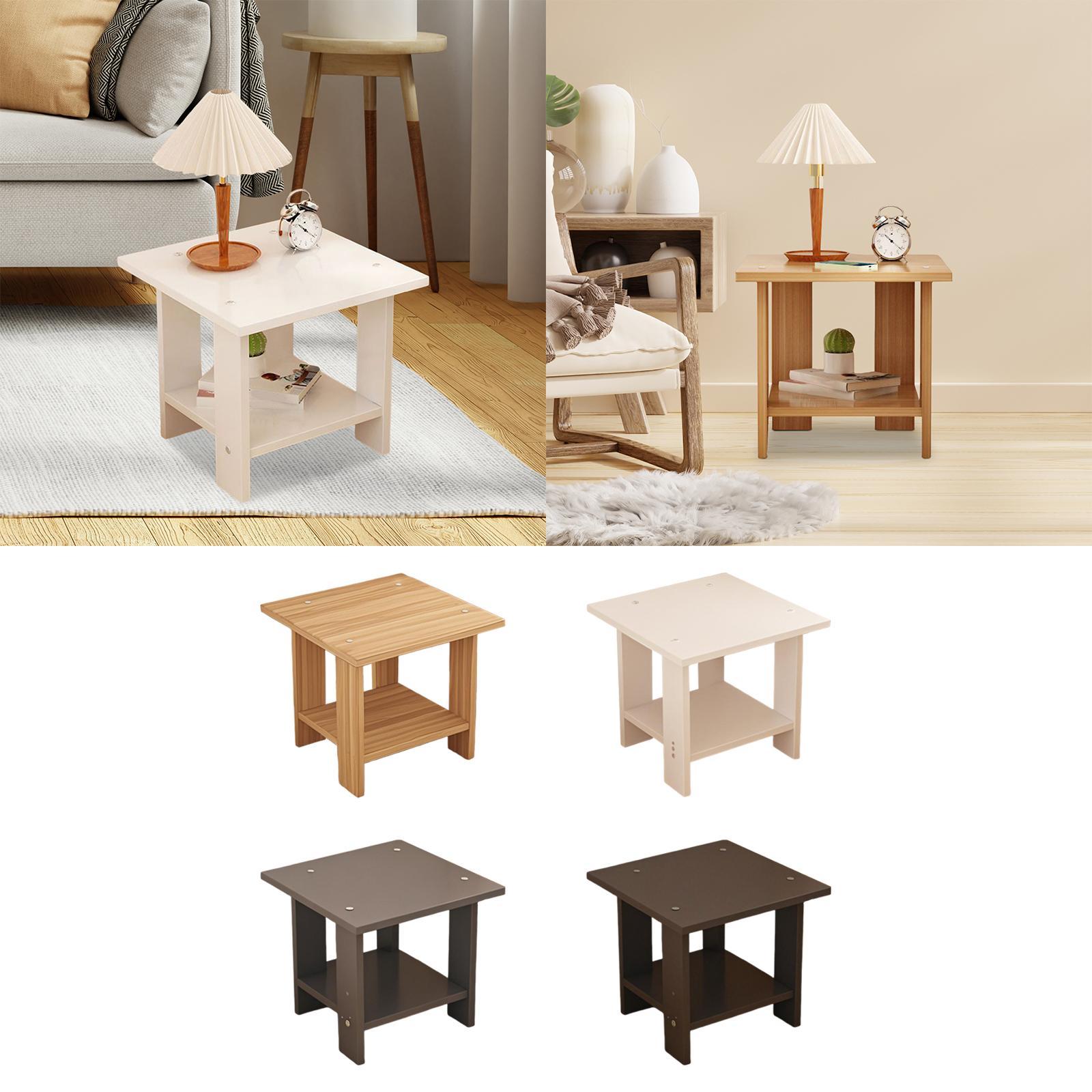Wooden Double Layers Side Tabl - Desk Setup Wood avaliação e preço