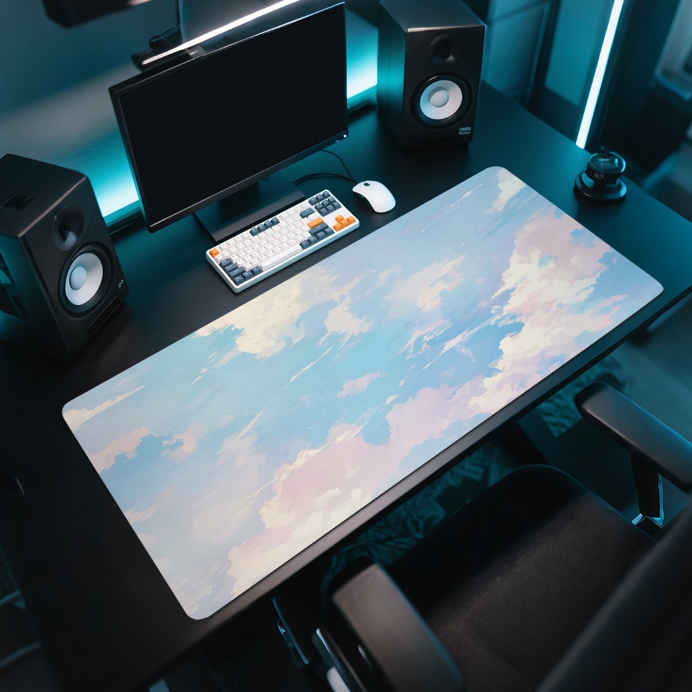 Game mouse pad, with blue sky  - Desk Setup Blue avaliação e preço