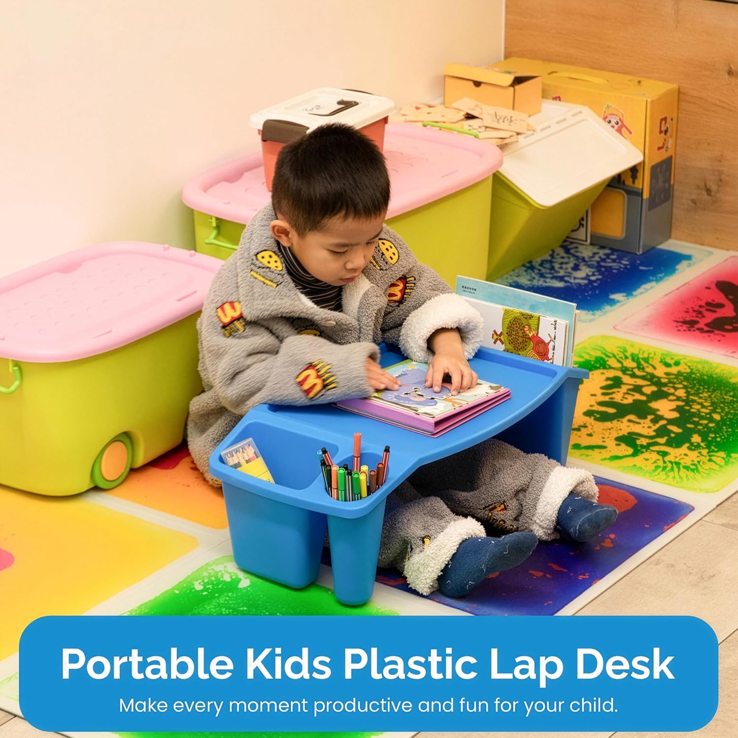 Set of 3 Portable Lap Desks wi - Desk Setup Blue avaliação e preço
