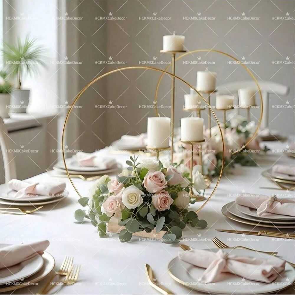 5pcs Gold Wire Floral Hoop wit - Desk Setup Wood avaliação e preço