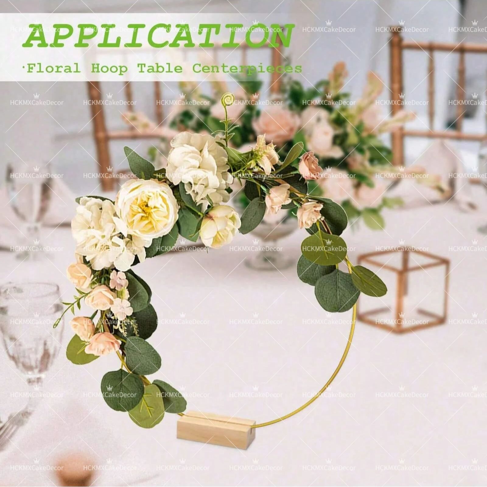 5pcs Gold Wire Floral Hoop wit - Desk Setup Wood avaliação e preço