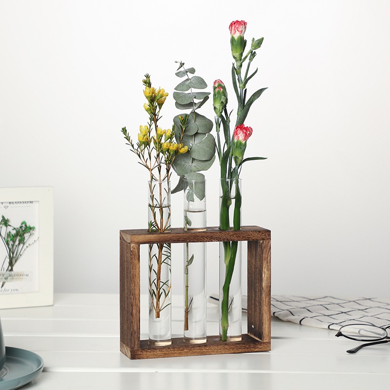 5-Tube Glass Hydroponic Plante - Desk Setup Wood avaliação e preço
