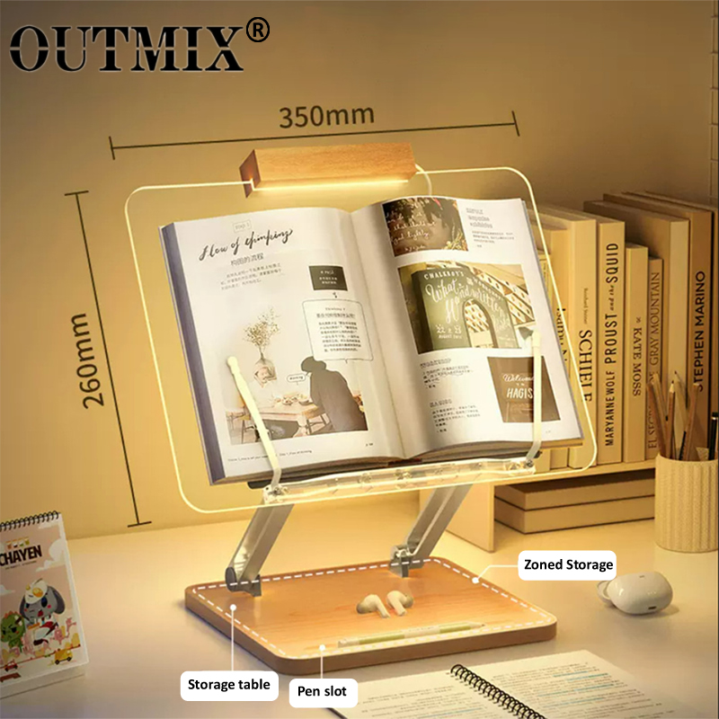 Wooden Reading Stand with ligh - Desk Setup Wood avaliação e preço
