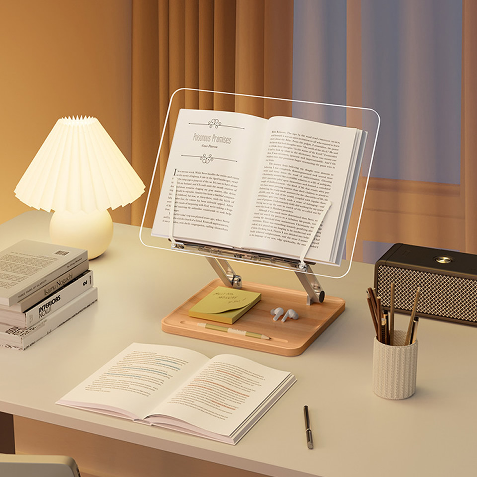 Wooden Reading Stand with ligh - Desk Setup Wood avaliação e preço