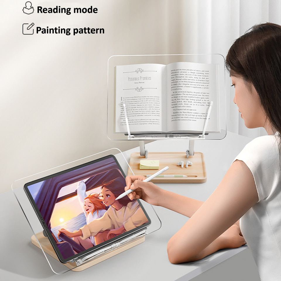 Wooden Reading Stand with ligh - Desk Setup Wood avaliação e preço