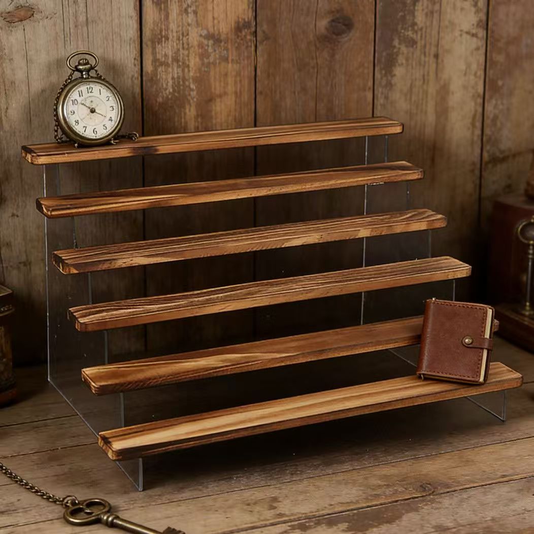Charred Wooden Step Display St - Desk Setup Wood avaliação e preço