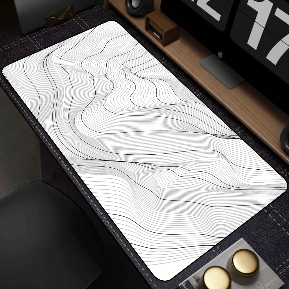 Large Black and White Art Mous - Desk Setup Pink avaliação e preço