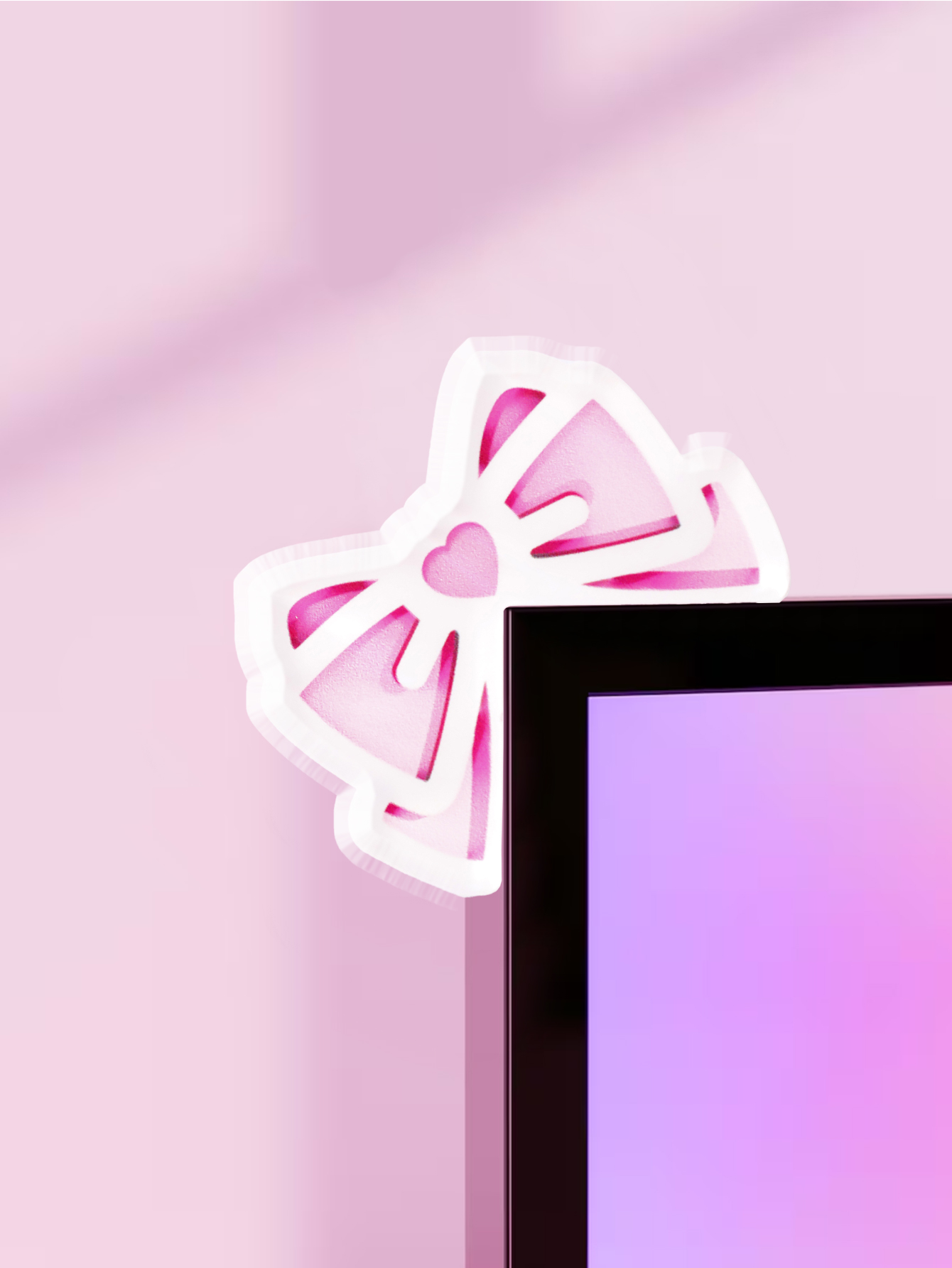 Kawaii Bow Monitor Decor Pink  - Desk Setup Pink avaliação e preço