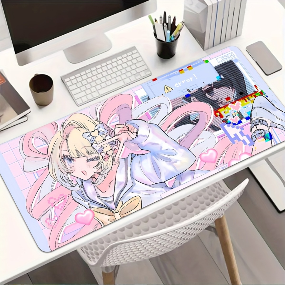 Pink Purple Anime Girl Rubber  - Desk Setup Pink avaliação e preço
