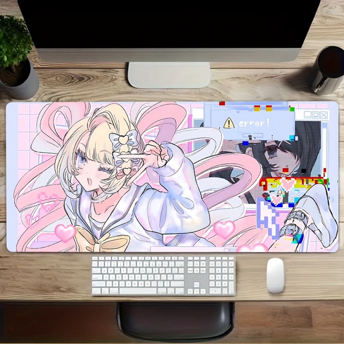 Pink Purple Anime Girl Rubber  - Desk Setup Pink avaliação e preço